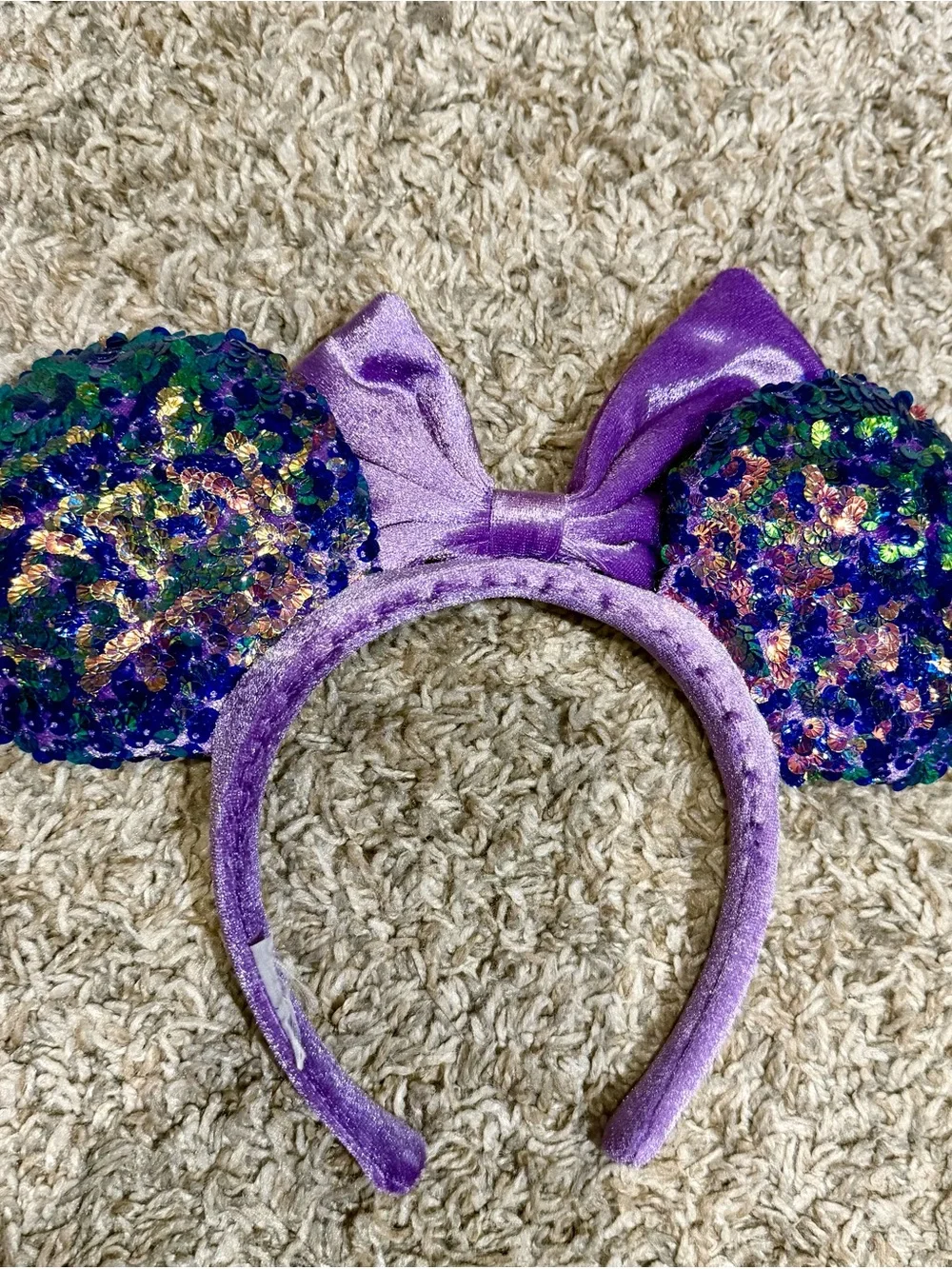 Disney Purple Velvet Sequin Mouse Ear Headband